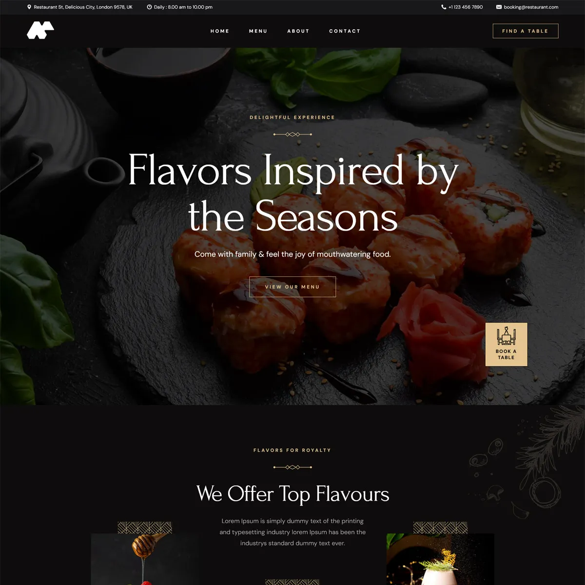 Gambar Contoh Layout dari Jasa Pembuatan Website Maknative untuk Kategori Restoran