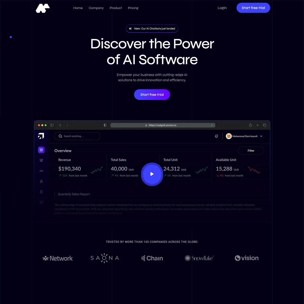 Gambar Contoh Tampilan Layout dari Jasa Pembuatan Website dari Maknative untuk Kategori AI Software